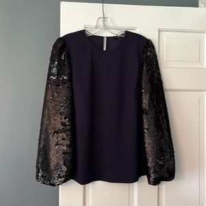J Crew sequin sleeve top